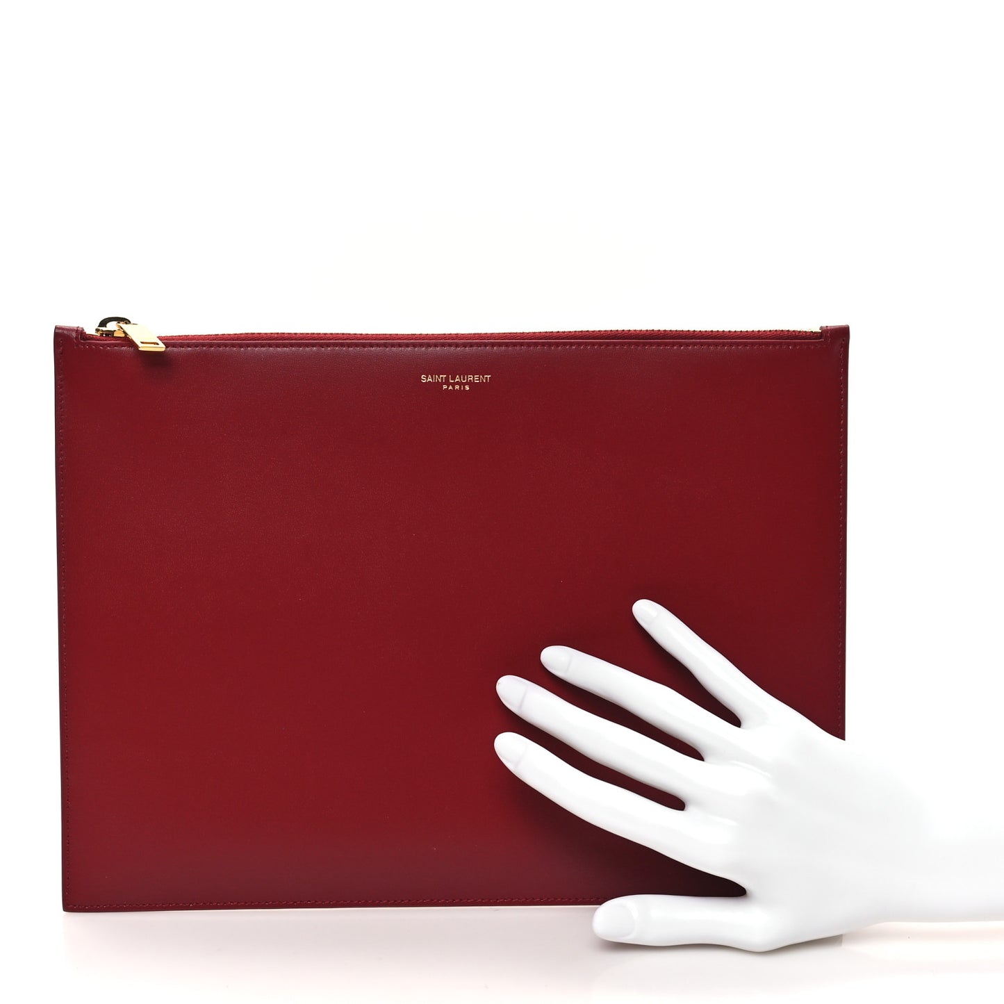 Calfskin Medium Zip Clutch Red