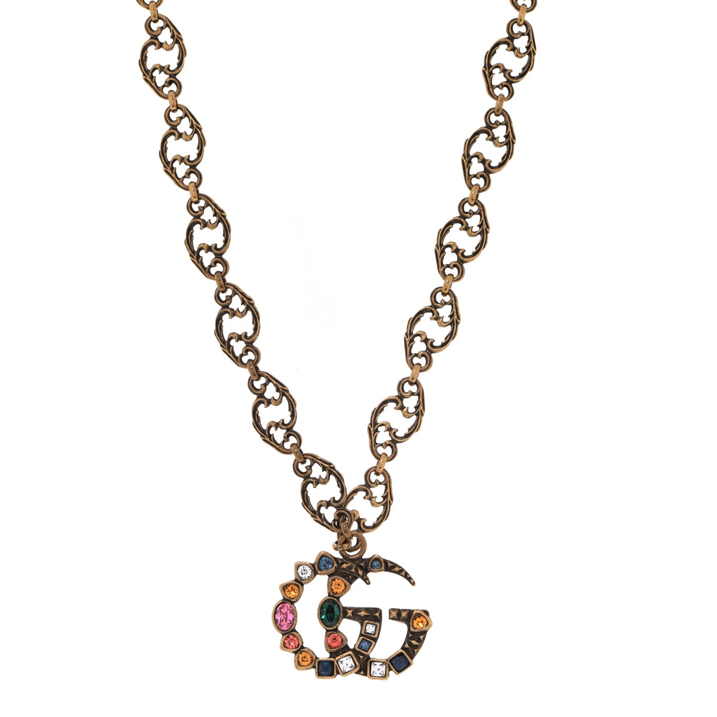 Crystal Marmont Necklace Aged Gold Multicolor