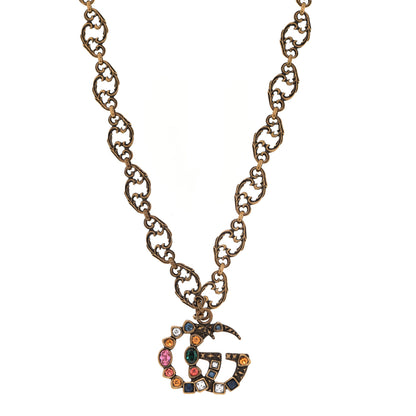 Gucci Crystal Marmont Necklace Aged Gold Multicolor 1 of 8