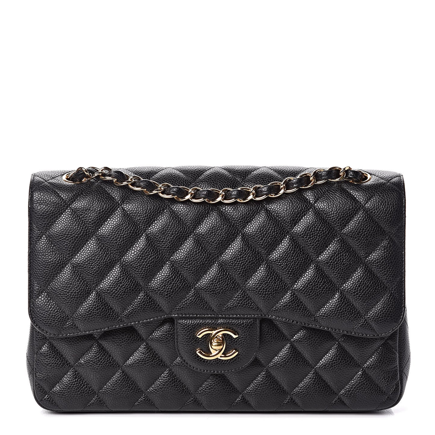 Caviar Quilted Jumbo Double Flap Black