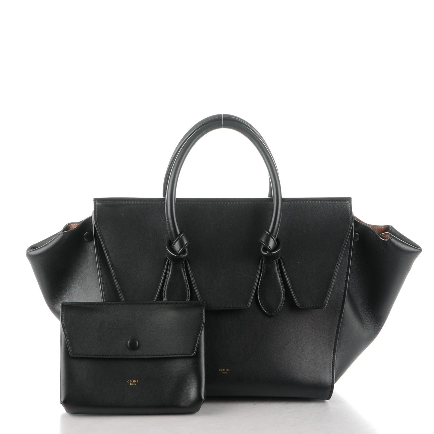 Smooth Calfskin Small Tie Knot Tote Black