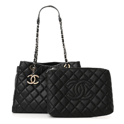 Chanel Calfskin Quilted Small Chic and Soft Shopping Tote Black 1 of 15