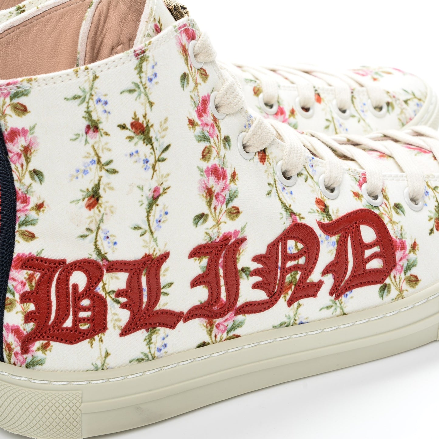 Canvas Romantic Print Major Blind For Love High Top Sneakers 35.5 in Ivory