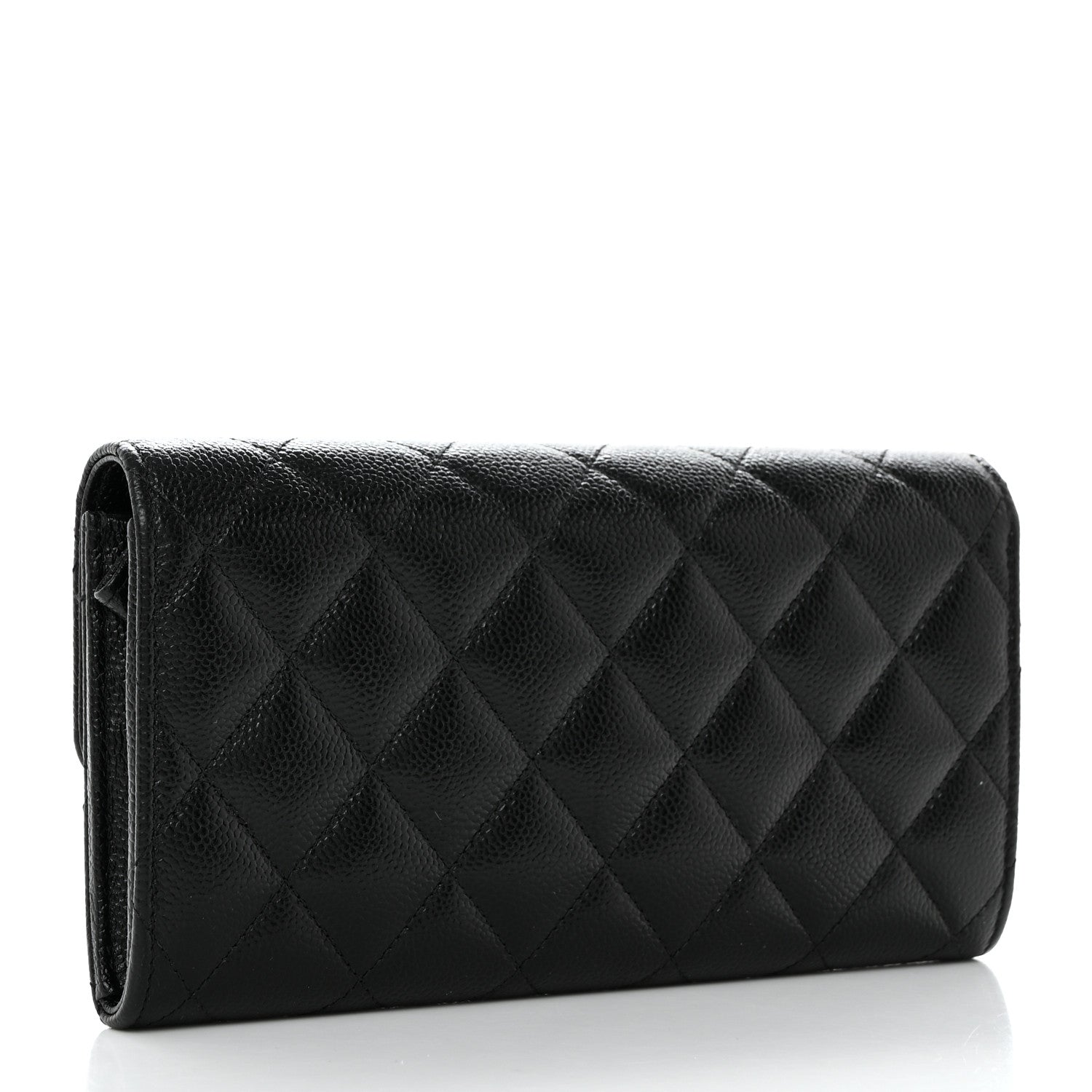 Chanel Caviar Quilted Multi Chain CC Large Gusset Flap Wallet Black 3 of 9