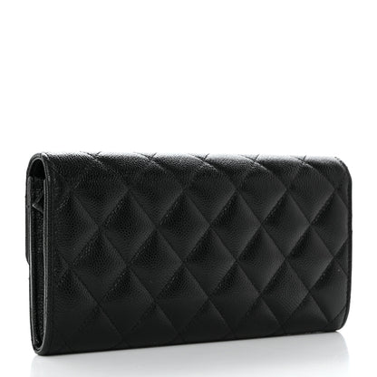 Chanel Caviar Quilted Multi Chain CC Large Gusset Flap Wallet Black 3 of 9