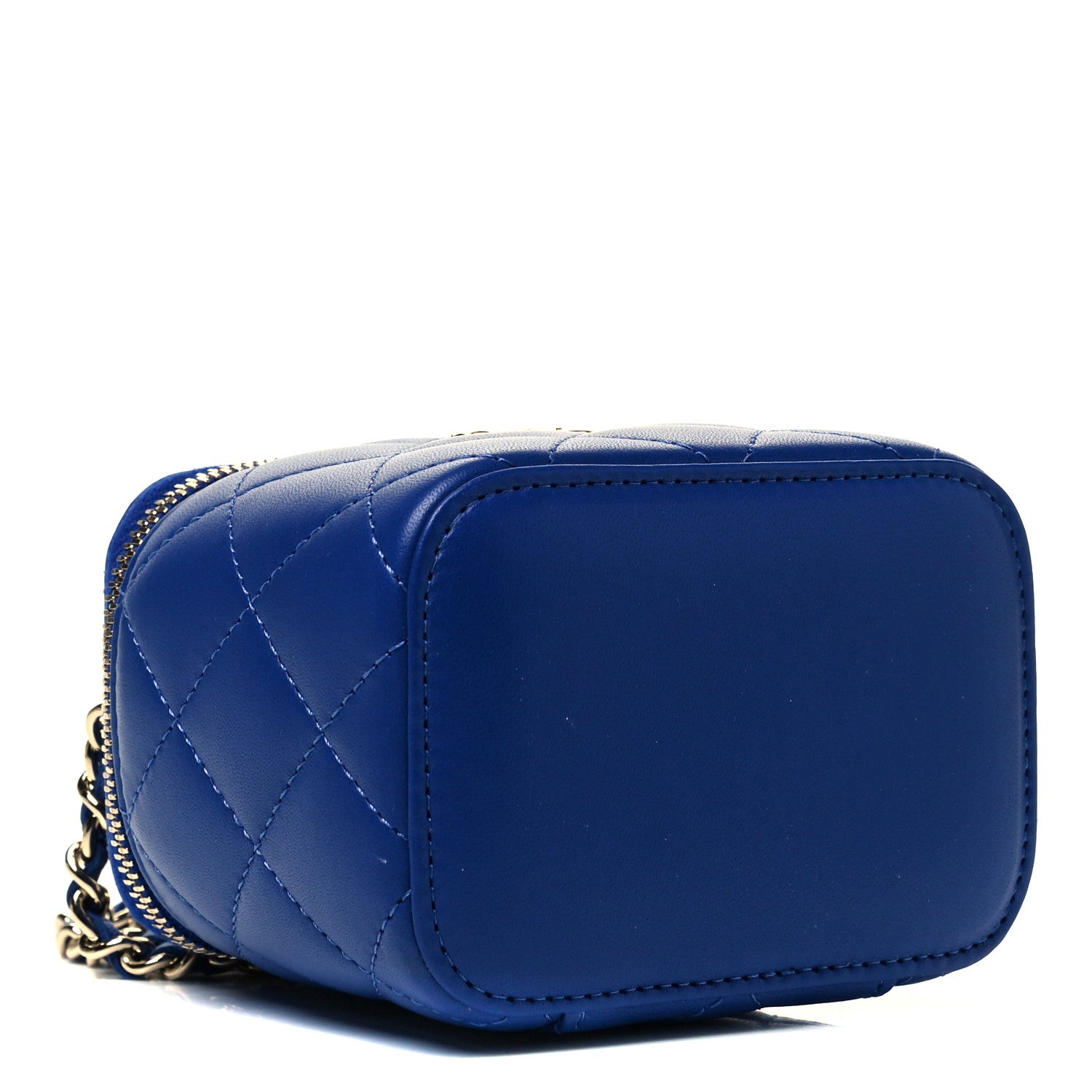 Chanel Lambskin Quilted Top Handle Mini Vanity Case With Chain Blue 3 of 7