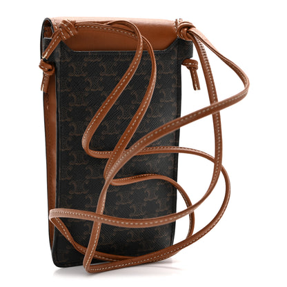 Celine Triomphe Canvas Lambskin Phone Pouch With Flap Tan 3 of 9