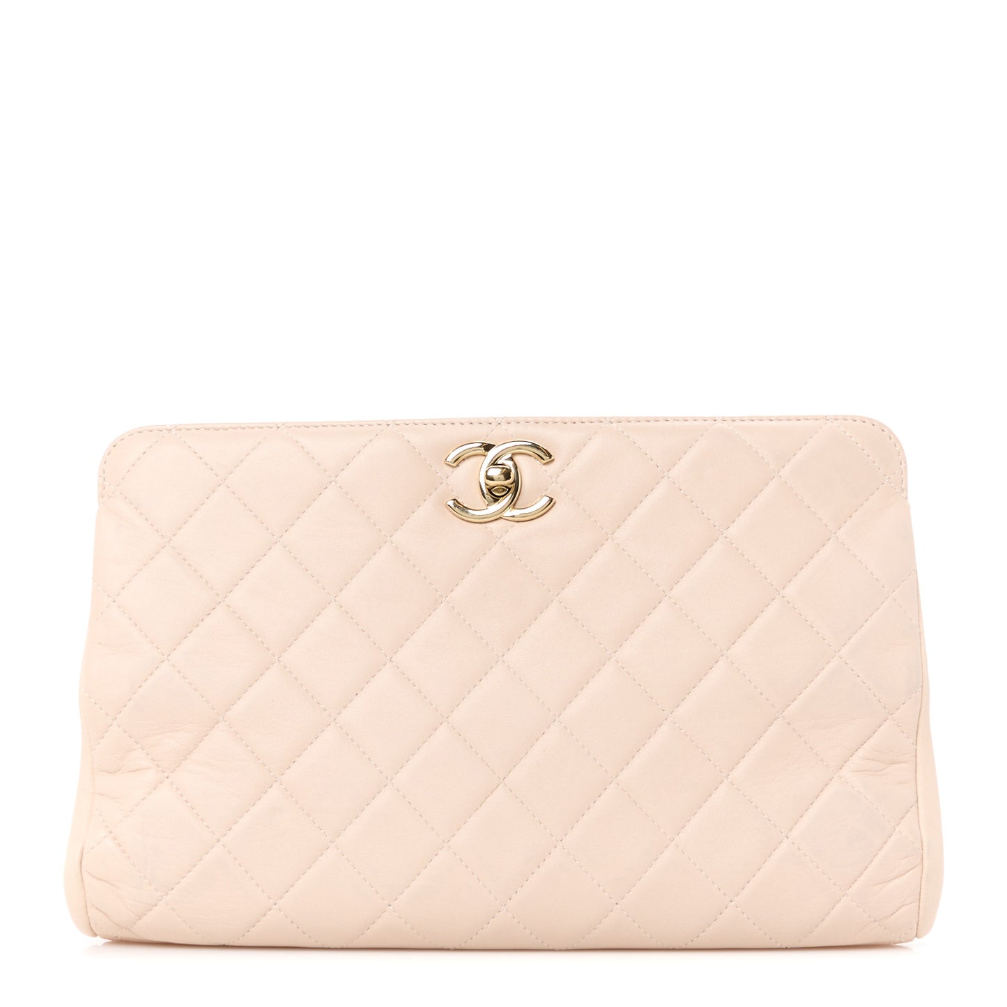 Lambskin Quilted Clutch Beige