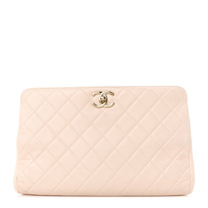 Chanel Lambskin Quilted Clutch Beige 1 of 11