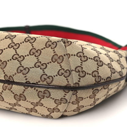 Gucci Monogram Web Medium Half Moon Hobo Dark Brown 10 of 10