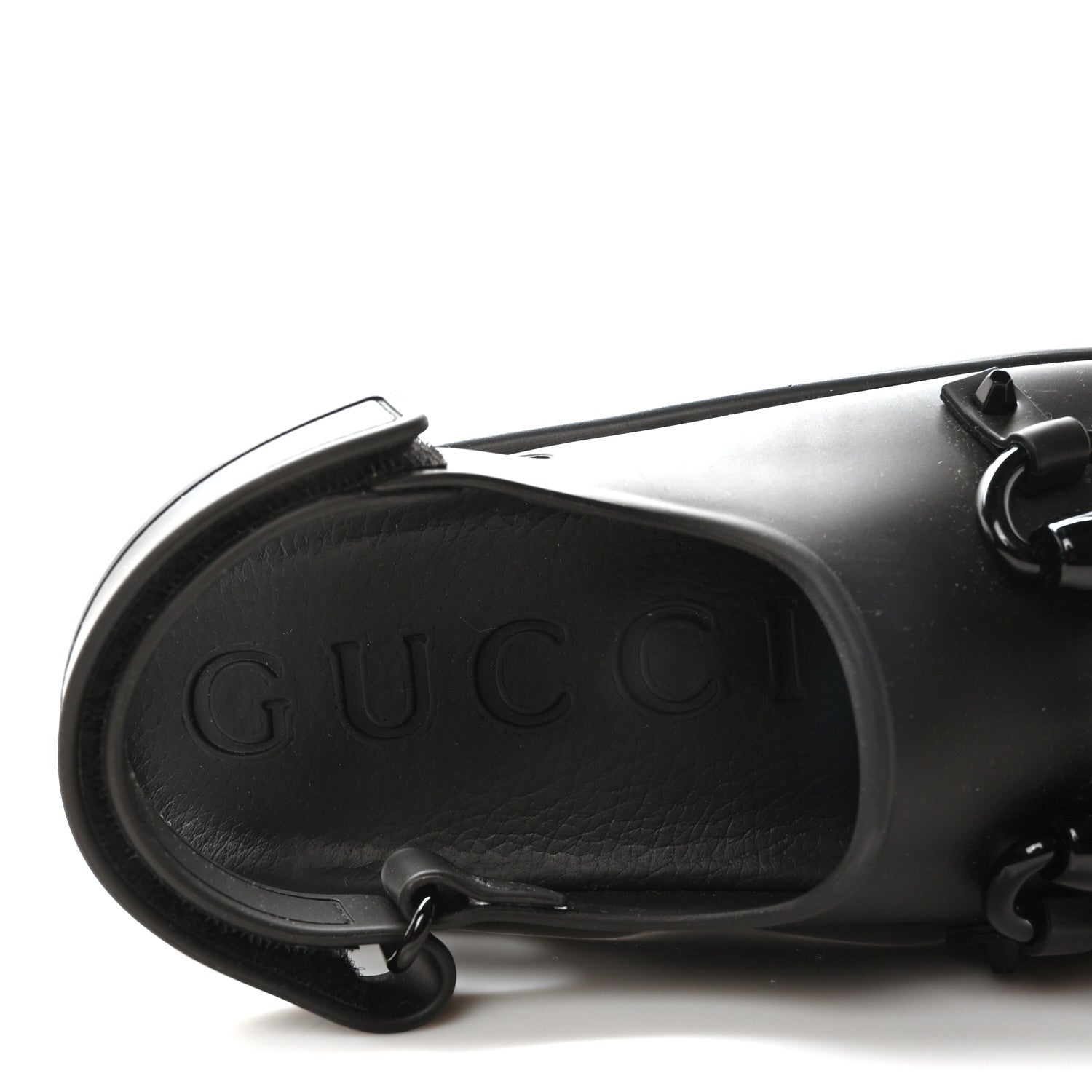Gucci Soft Rubber Horsebit Touch Womens Strapped Sandals 36 Black 8 of 9