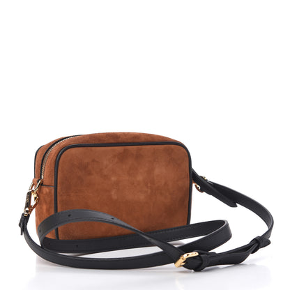 Fendi Suede Goatskin Stamp Patch Mini Camera Case Cuoio Black 3 of 11