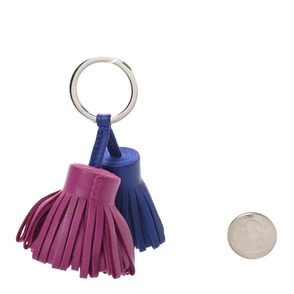 Hermes Lambskin Carmen Uno-Dos Key Holder Bleu Saphir Rose Pourpre 2 of 4