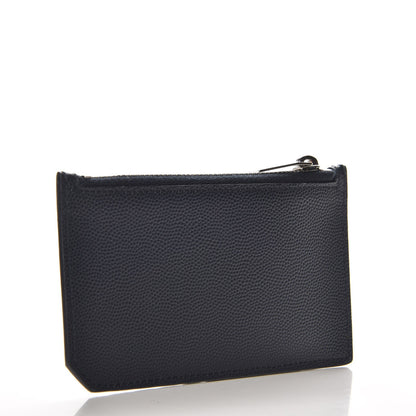 Saint Laurent Grained Calfskin 5 Fragments Zip Pouch Card Holder Navy 3 of 8
