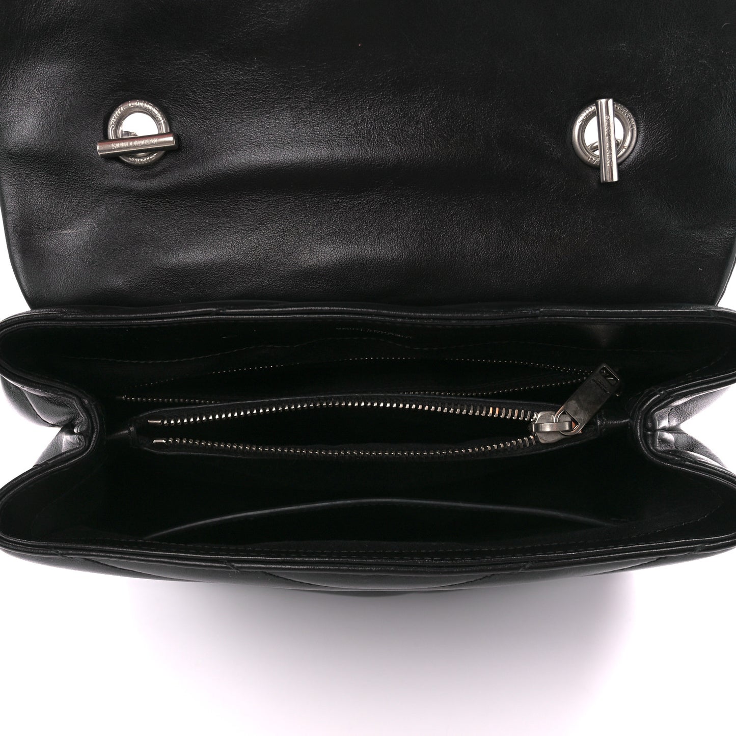 Calfskin Y Quilted Monogram Medium Loulou Satchel Black