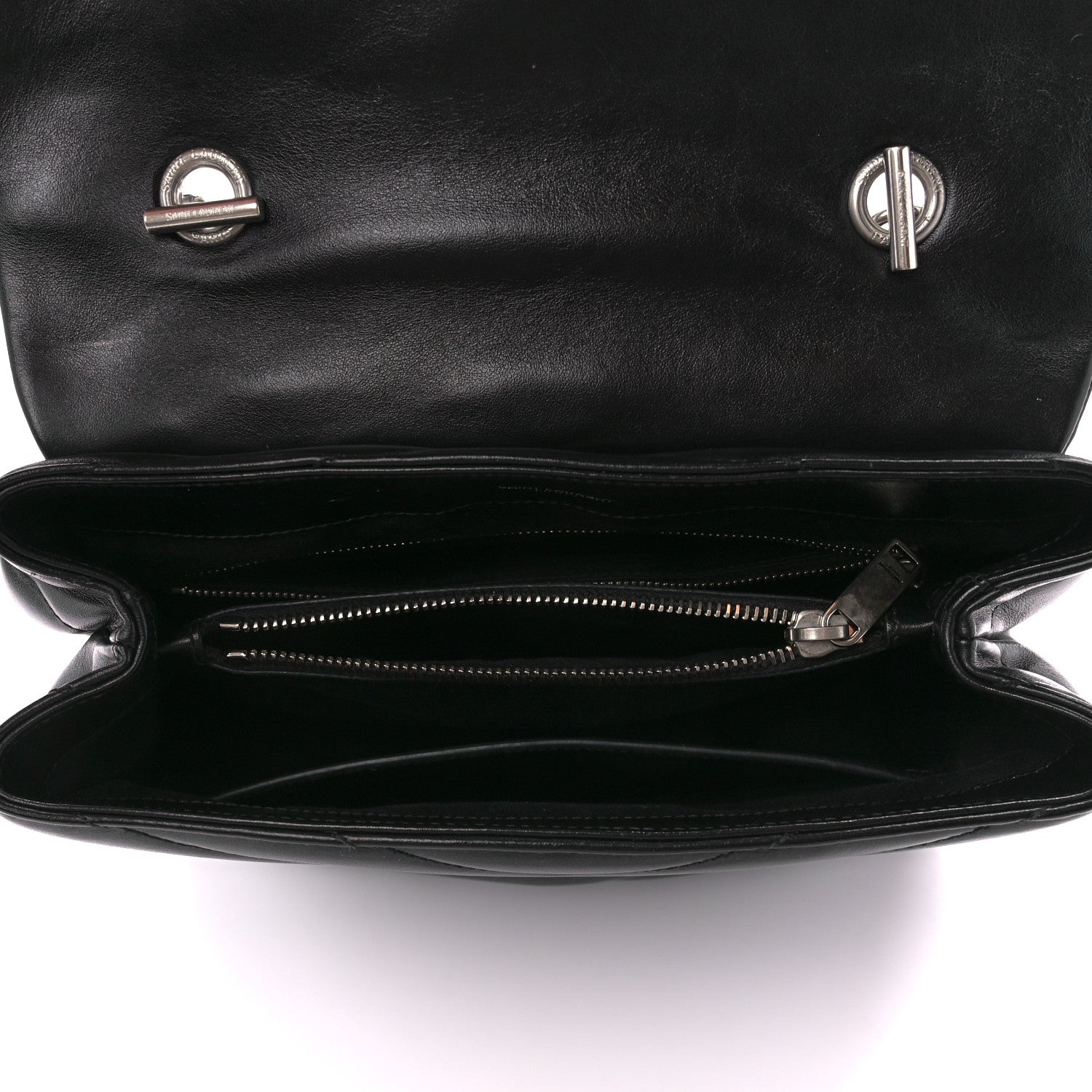 Saint Laurent Calfskin Y Quilted Monogram Medium Loulou Satchel Black 5 of 12