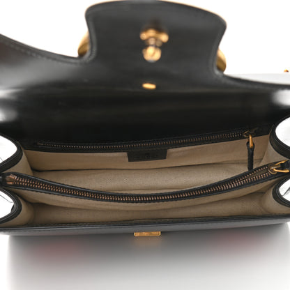 Gucci Knight Calfskin Malaga Kid Heart Medium GG Marmont Chain Handle Bag Black Hibiscus Red Multicolor 5 of 9