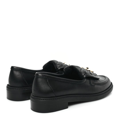 Chanel Lambskin Quilted CC Turnlock Loafers 38.5 Black 4 of 9