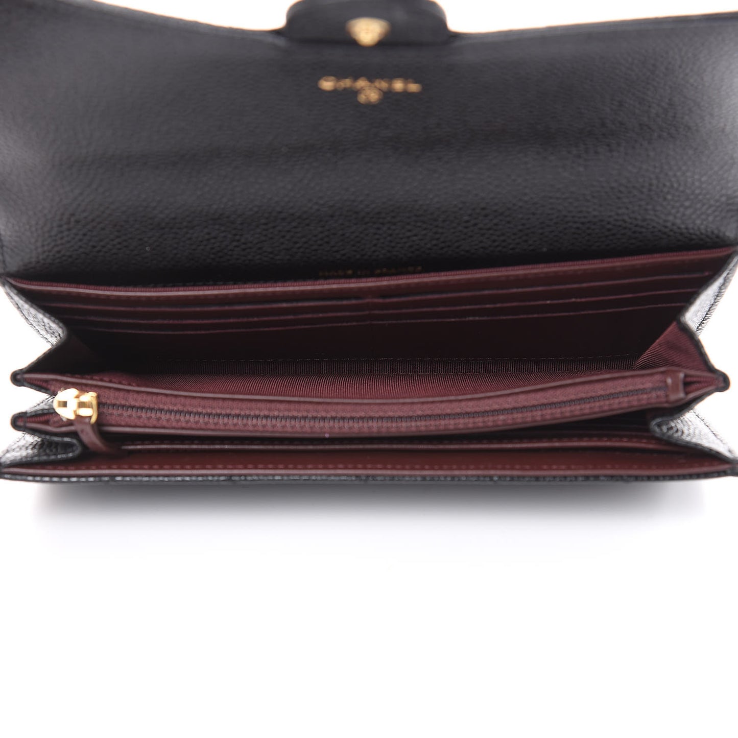 Caviar Quilted Large Gusset Flap Wallet Black