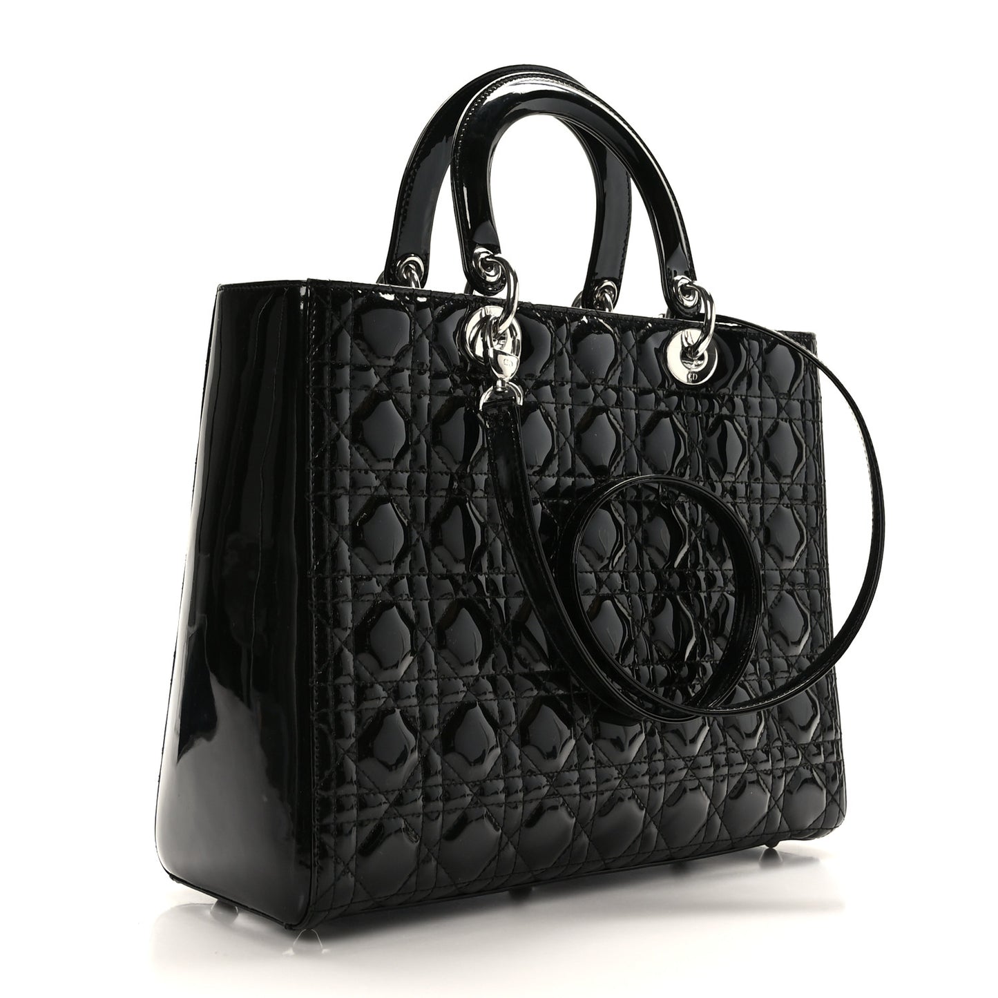 Patent Cannage Large Lady Dior Black
