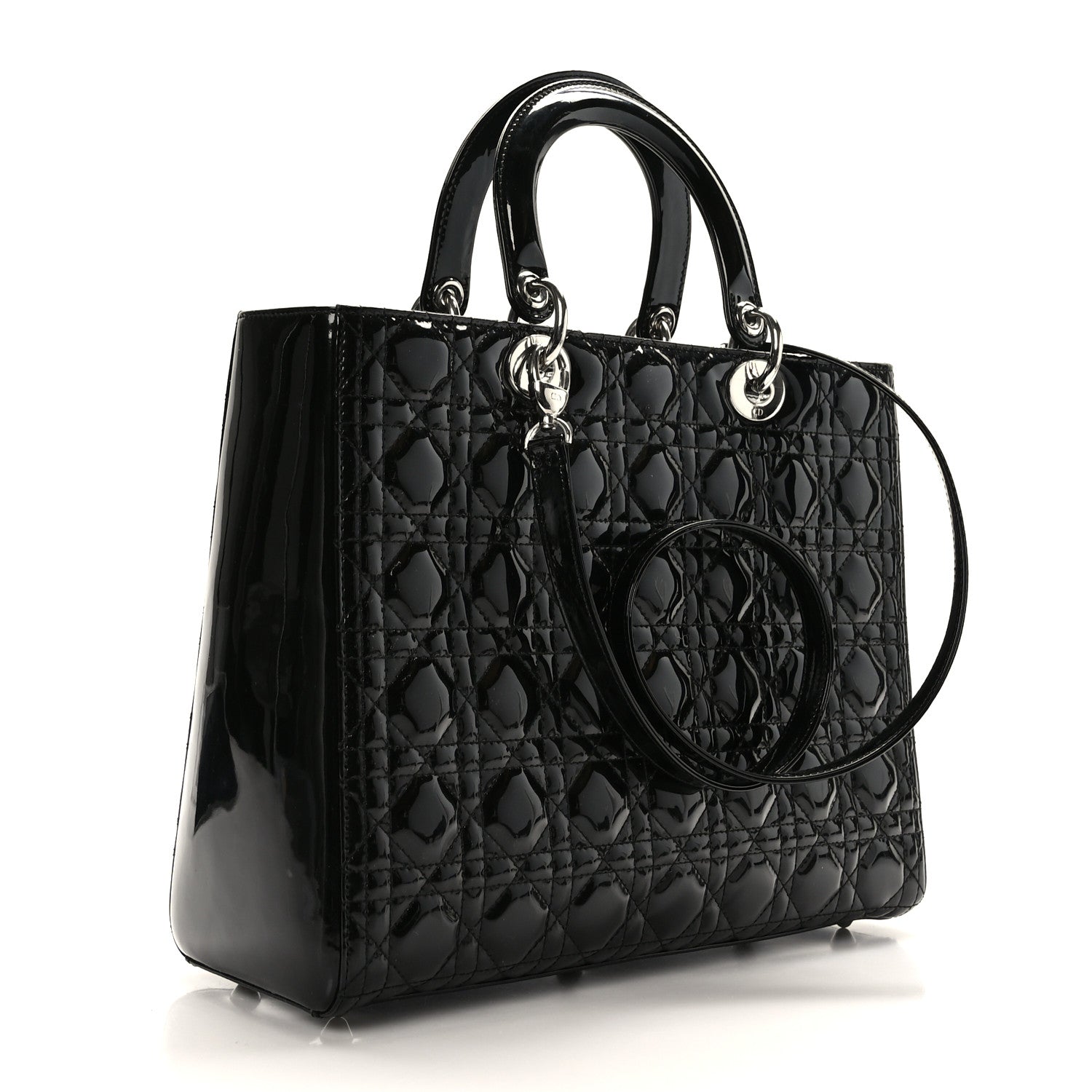 Christian Dior Patent Cannage Large Lady Dior Black 3 of 9