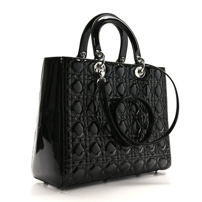 Christian Dior Patent Cannage Large Lady Dior Black 3 of 9
