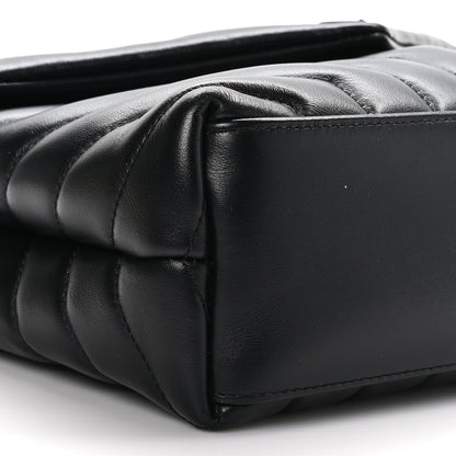 Saint Laurent Calfskin Y Quilted Monogram Monochrome Small Loulou Chain Satchel Black 10 of 12