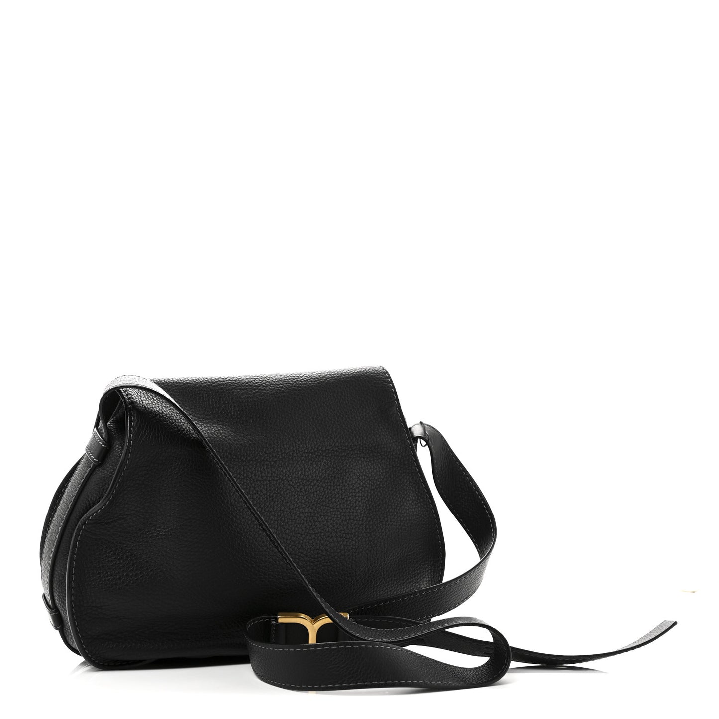 Calfskin Medium Marcie Round Crossbody Bag Black