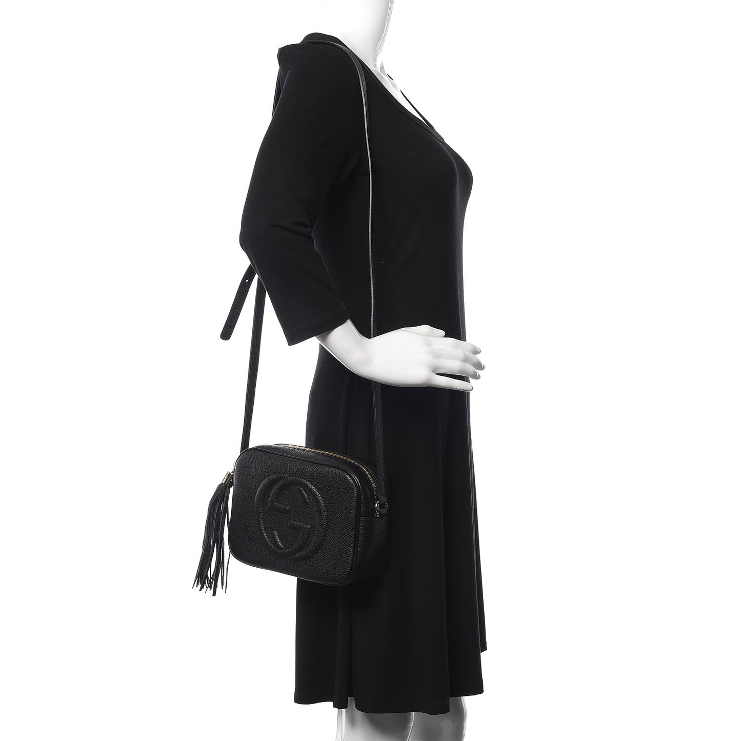 Pebbled Calfskin Small Soho Disco Bag Black