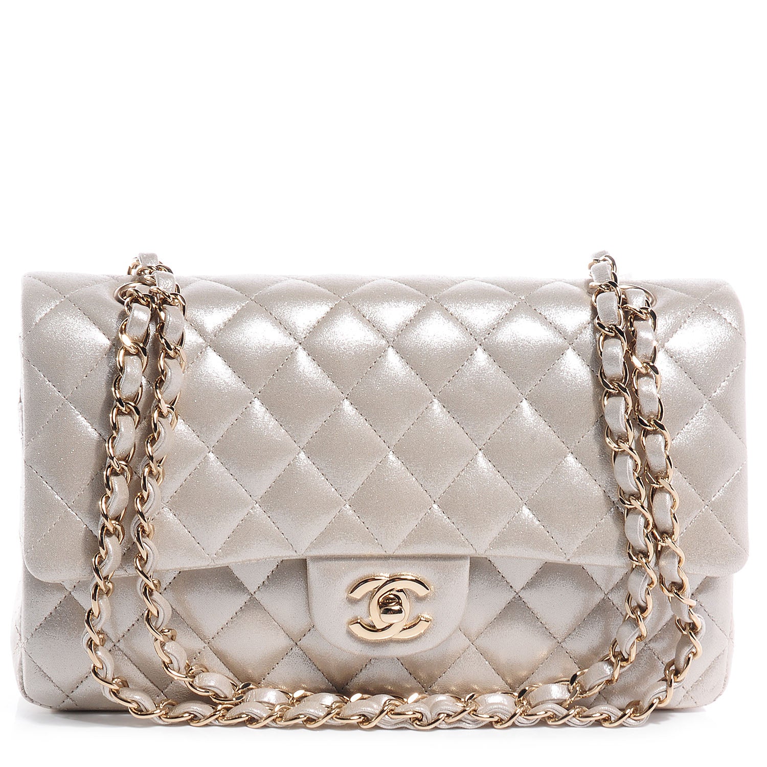 Chanel Iridescent Calfskin Medium Double Flap Light Gold 1 of 8