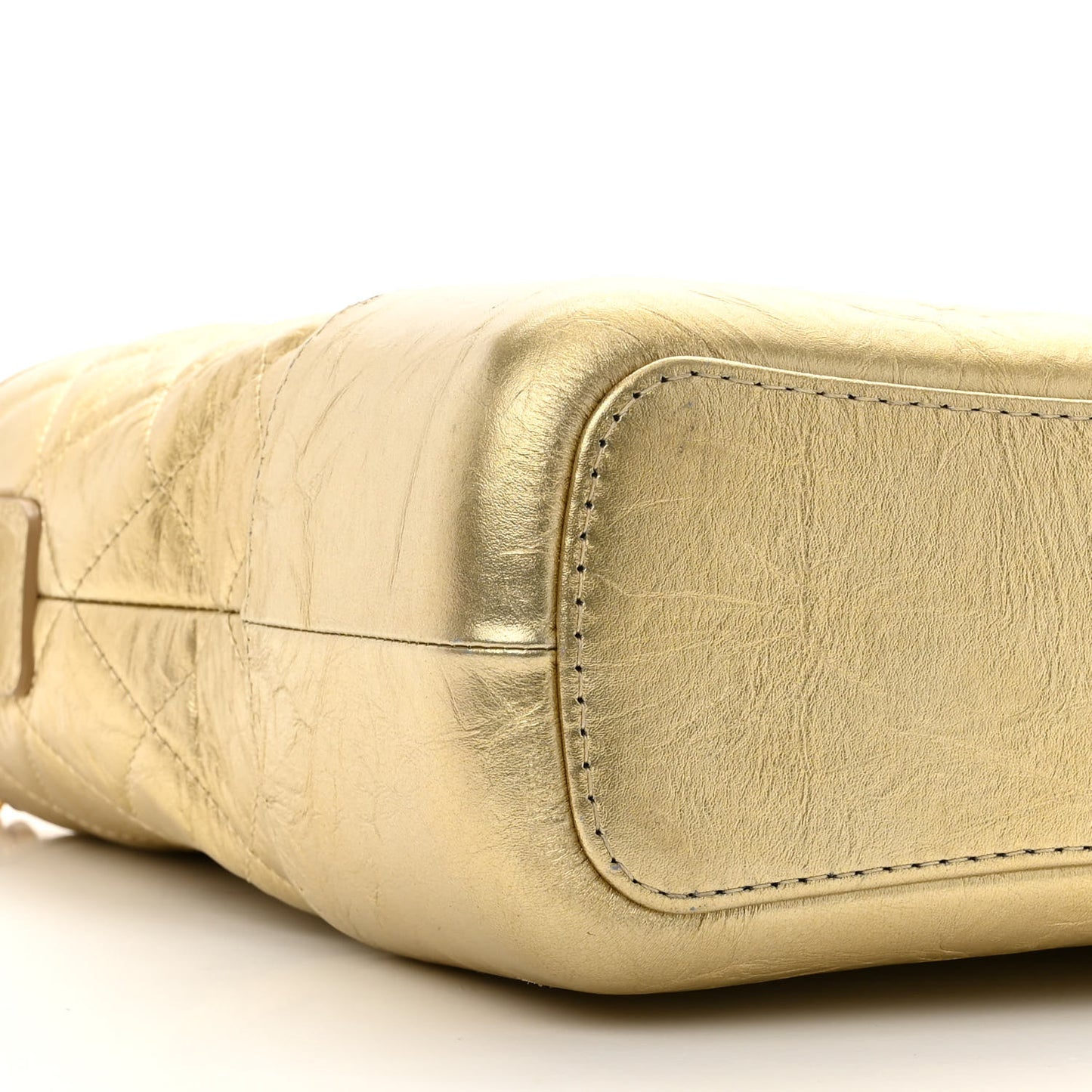 Metallic Aged Calfskin Quilted Medium Gabrielle Gold