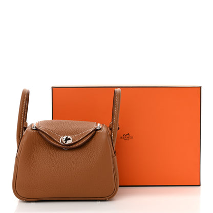 Hermes Taurillon Clemence Mini Lindy 20 Gold 11 of 11