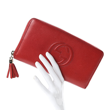 Gucci Pebbled Calfskin Soho Zip Around Wallet Red 2 of 14