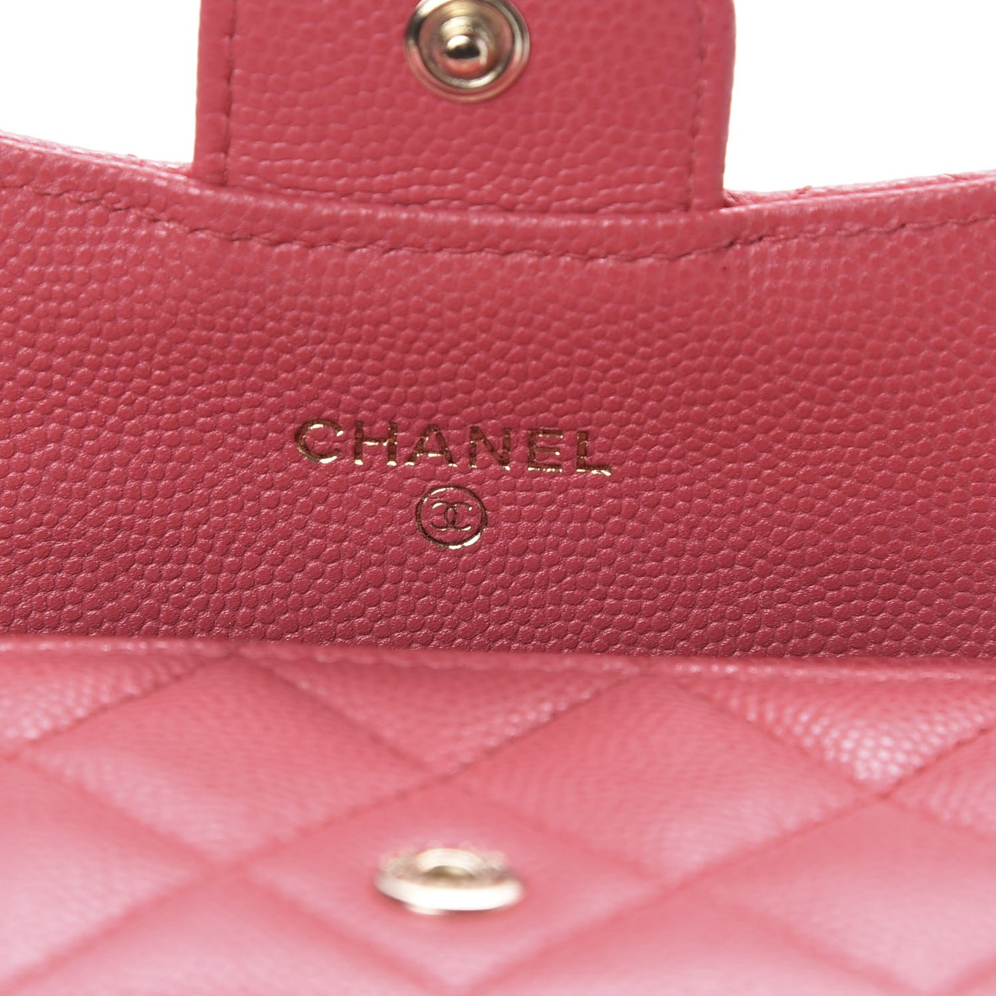 Caviar Quilted Flap Card Holder Pink