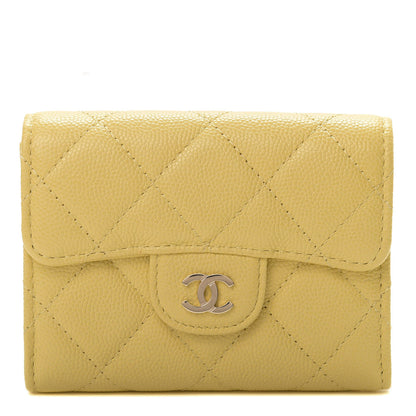 Chanel Caviar Quilted Flap Card Holder Wallet Yellow 1 of 9