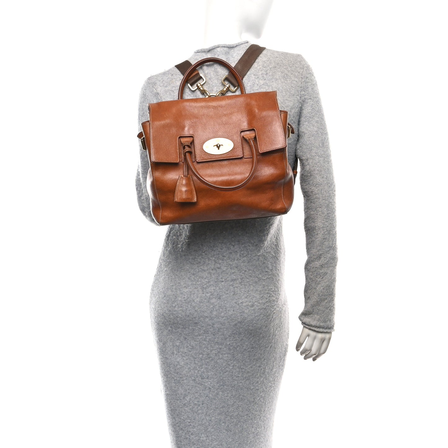 Natural Leather Cara Delevingne Convertible Backpack Brown