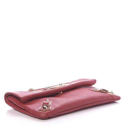 Balenciaga Chevre Gold Metallic Edge Hardware Envelope Clutch Rouge Grenade 4 of 10