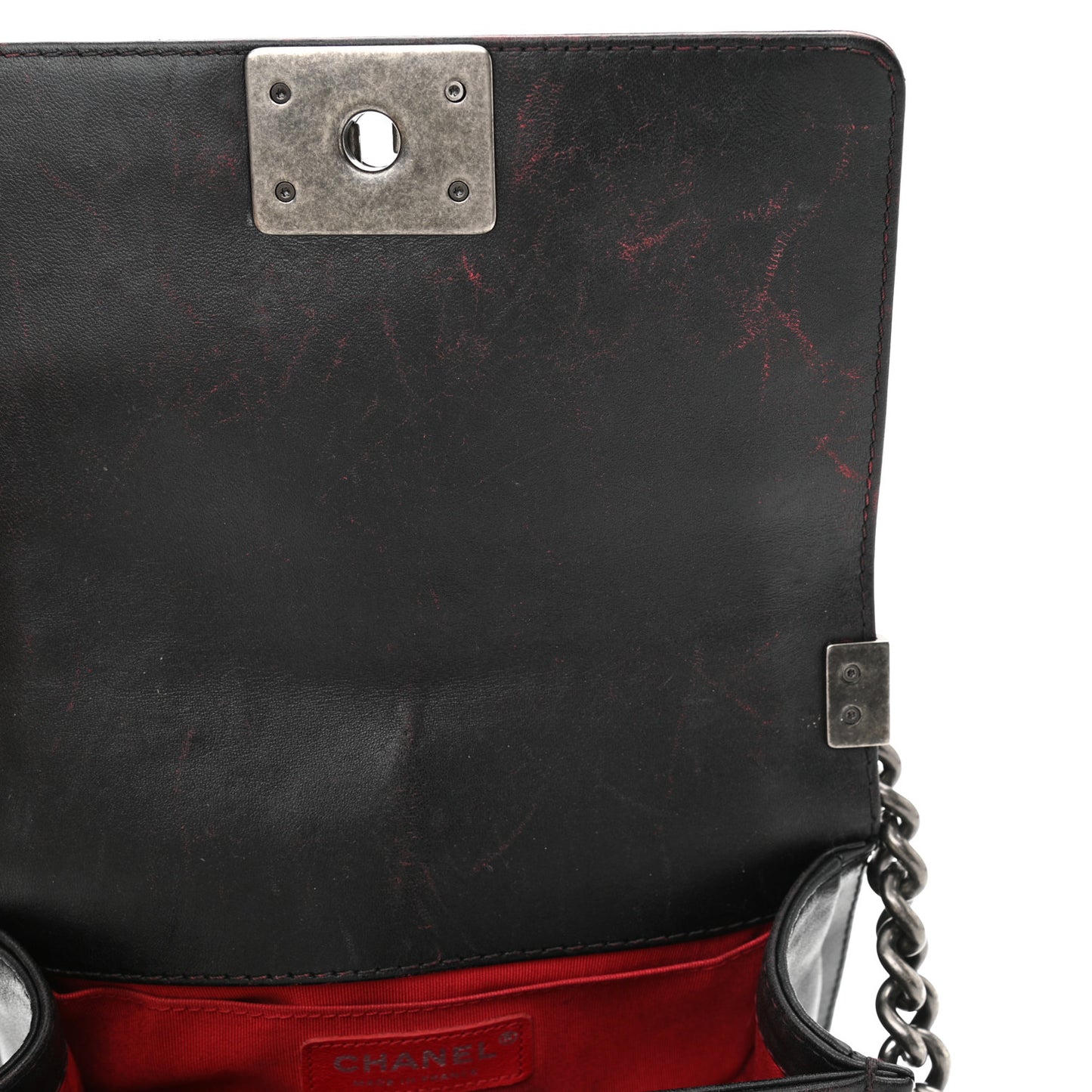 Lambskin Quilted Small Boy Flap Black