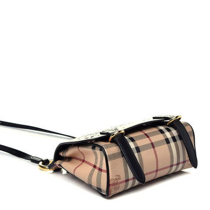 Burberry Perforated Calfskin Haymarket Check Baby Bridle Crossbody Black 4 of 9