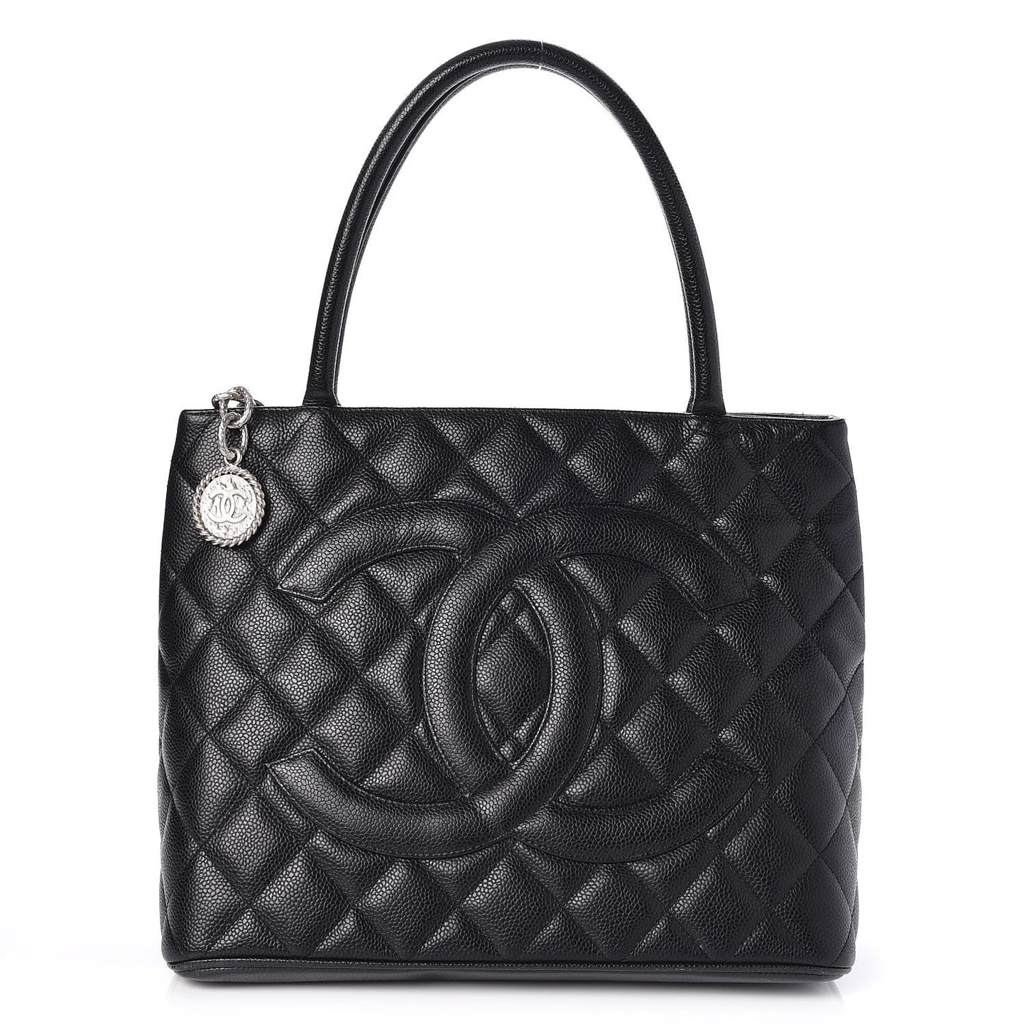 Caviar Quilted Medallion Tote Black