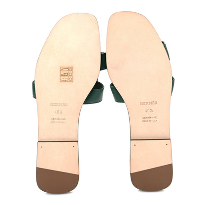 Hermes Calfskin Oran Sandals 40.5 Vert Electrique 7 of 10