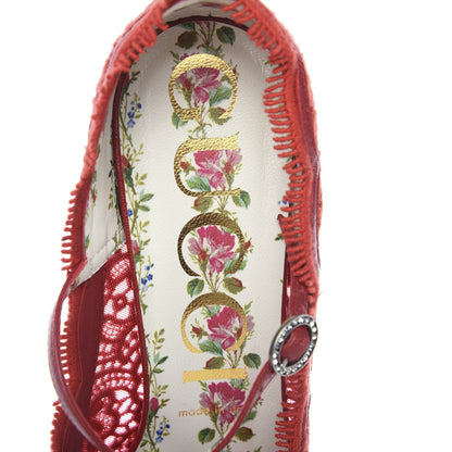 Gucci Lace Pizzo Venice Pumps 39 Hibiscus Red 6 of 9