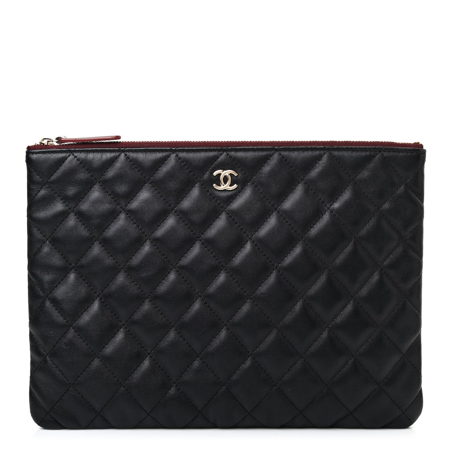 Lambskin Quilted Medium Cosmetic Case Black