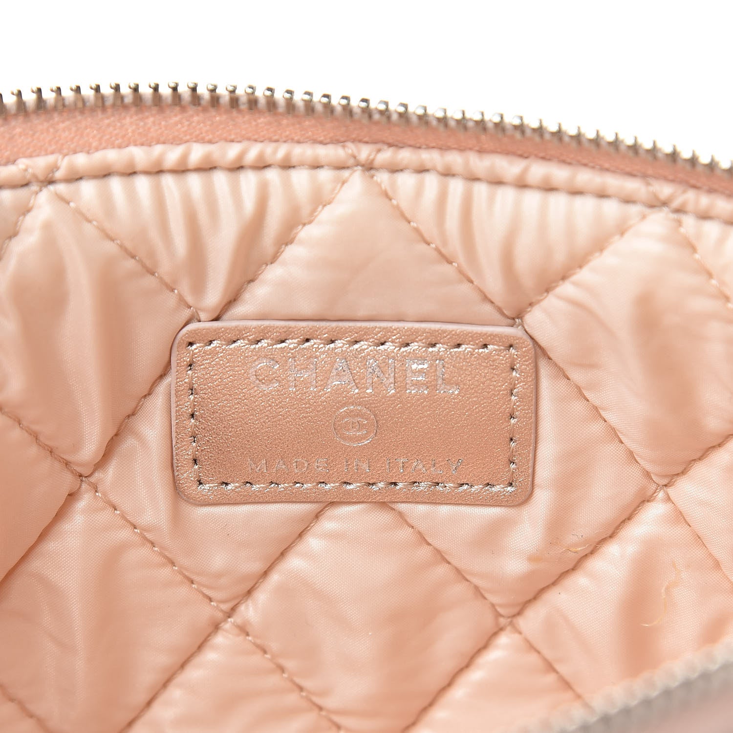 Chanel Metallic Lambskin Quilted Small Cosmetic Pouch Light Pink 6 of 9