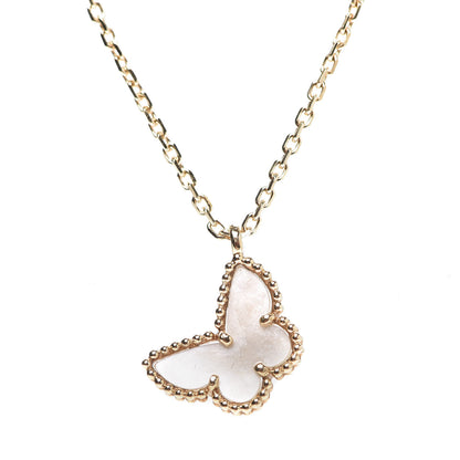 Van Cleef & Arpels 18K Yellow Gold Mother of Pearl Sweet Alhambra Butterfly Pendant Necklace 7 of 7