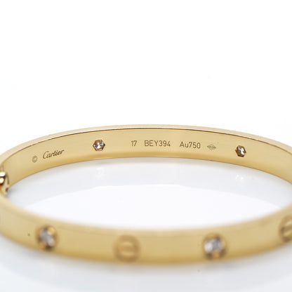 Cartier 18K Yellow Gold 4 Diamond LOVE Bracelet 17 5 of 7