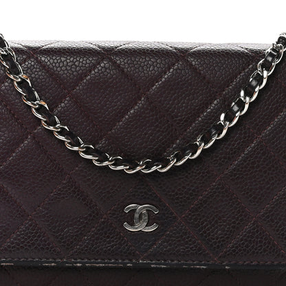 Chanel Caviar Quilted Wallet on Chain WOC Burgundy 9 of 14