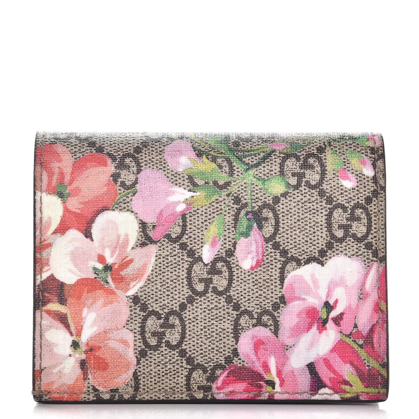 GG Supreme Monogram Blooms Card Case Beige Multicolor Dry Rose