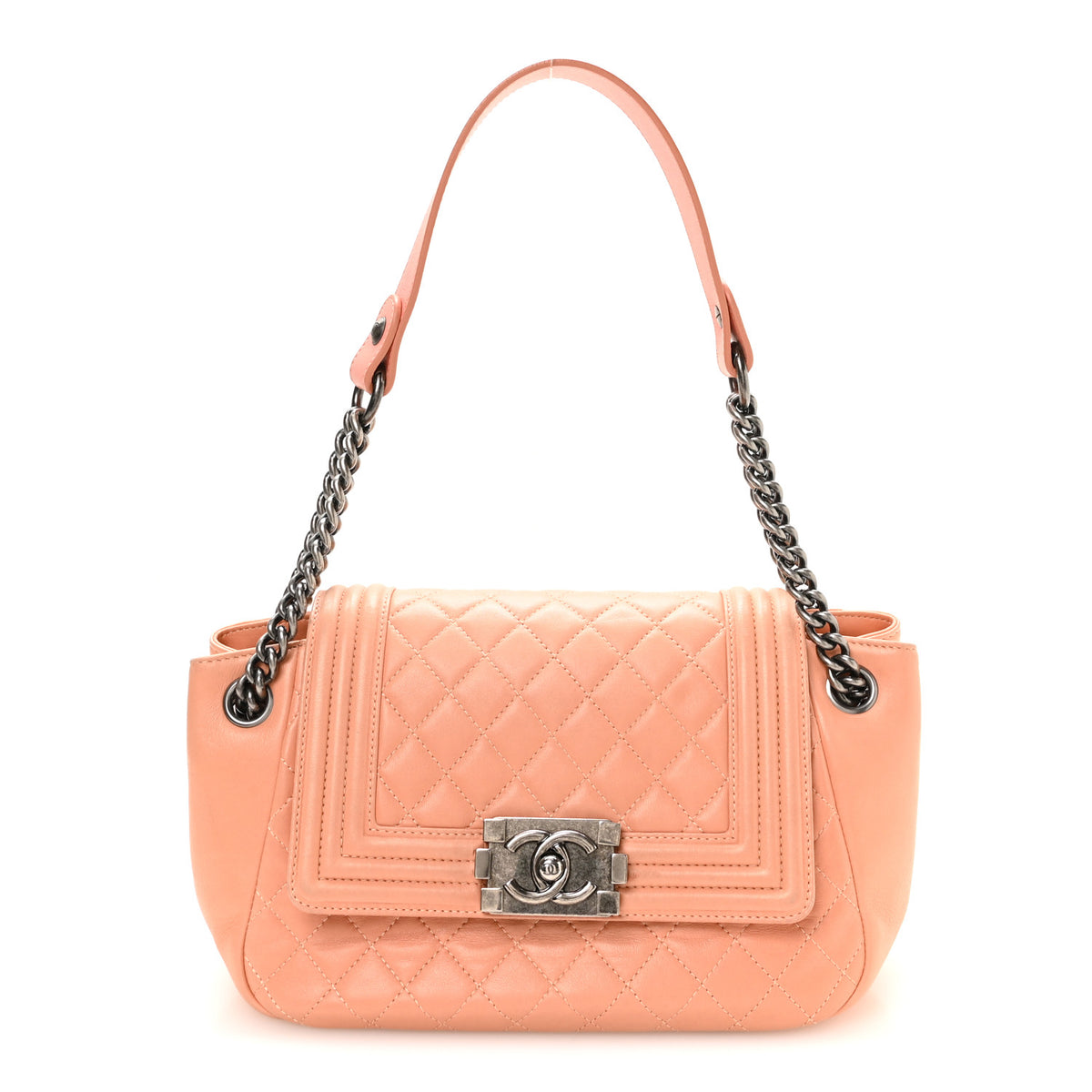 Chanel Lambskin Quilted Accordion Boy Flap Orange 1 of 10