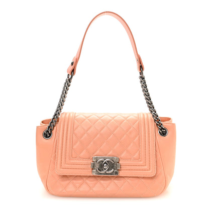 Chanel Lambskin Quilted Accordion Boy Flap Orange 1 of 10